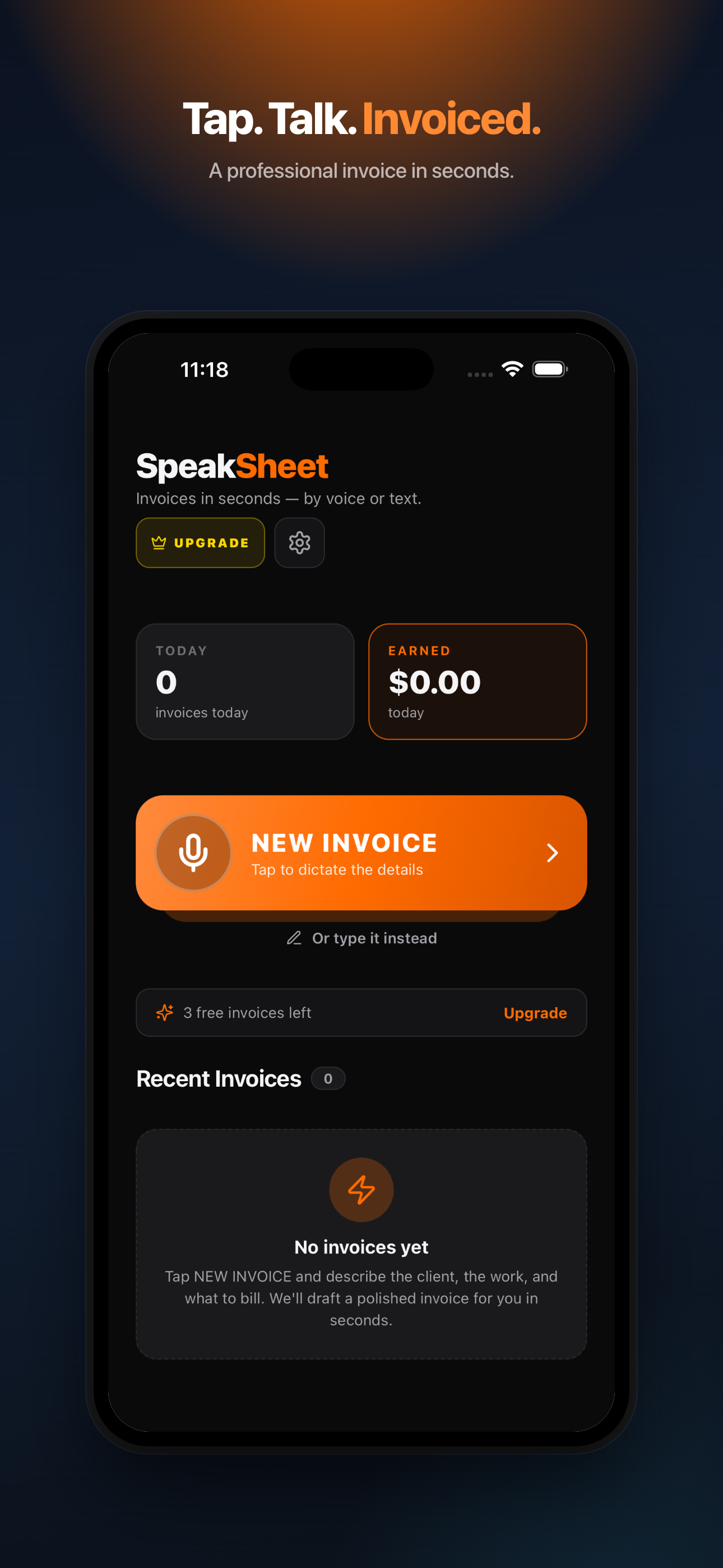 SpeakSheet dashboard on iPhone
