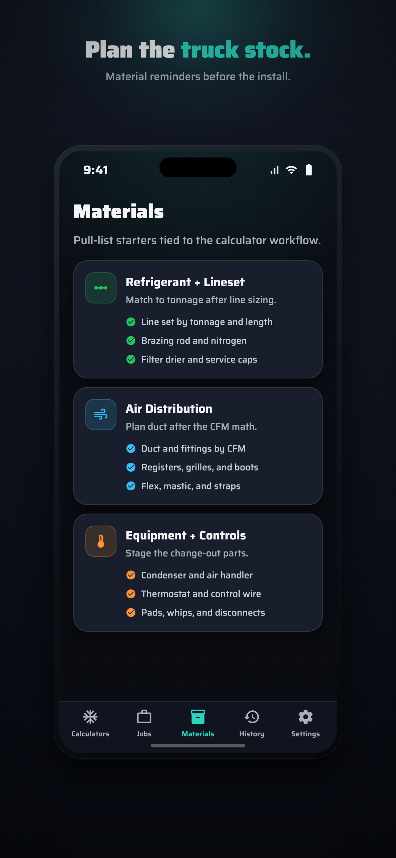 BaseCalc HVAC Materials