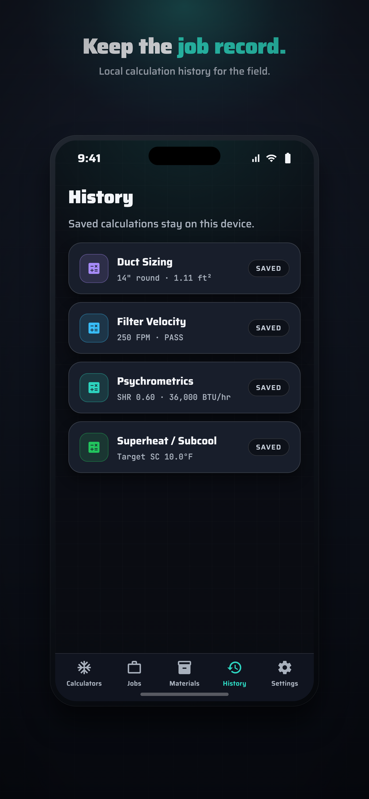 BaseCalc HVAC History