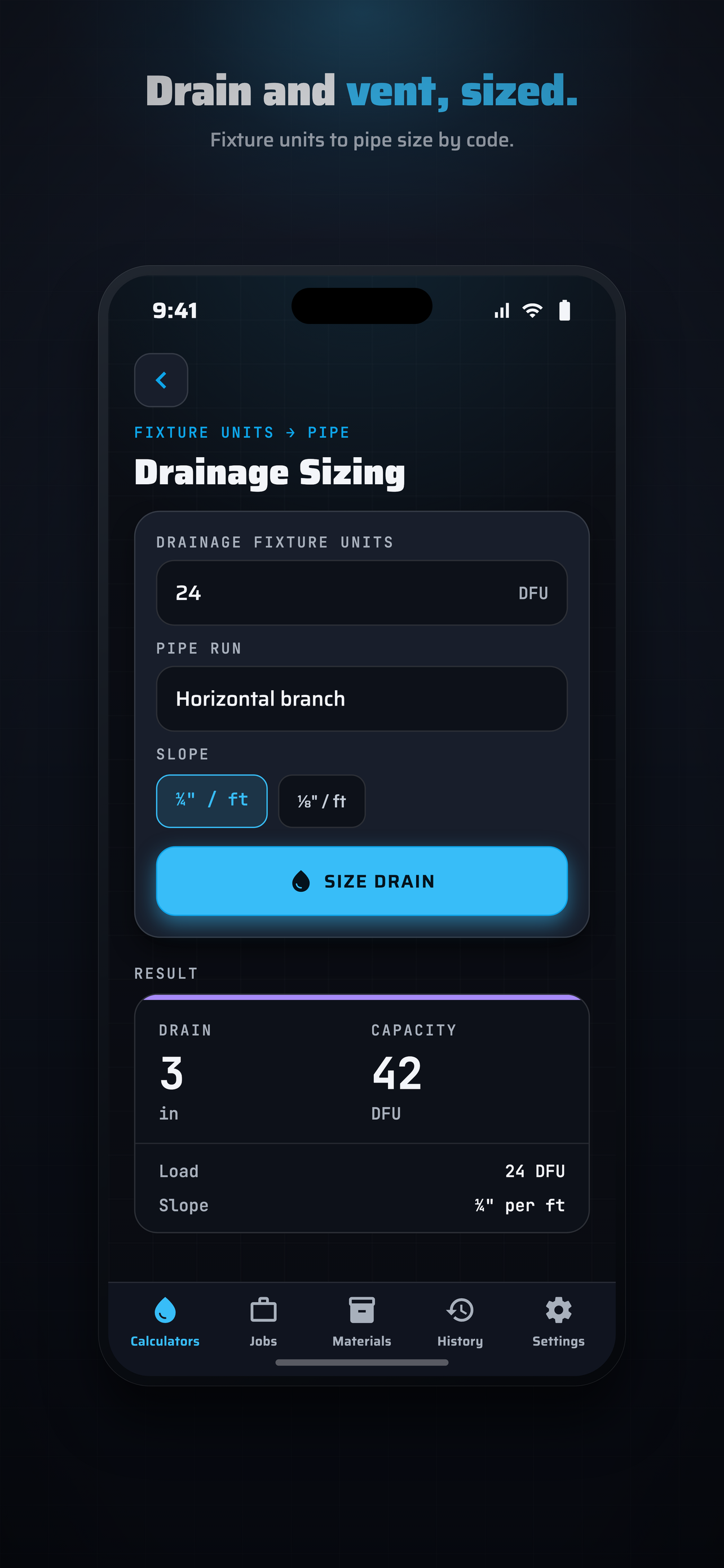BaseCalc Plumbing Drainage