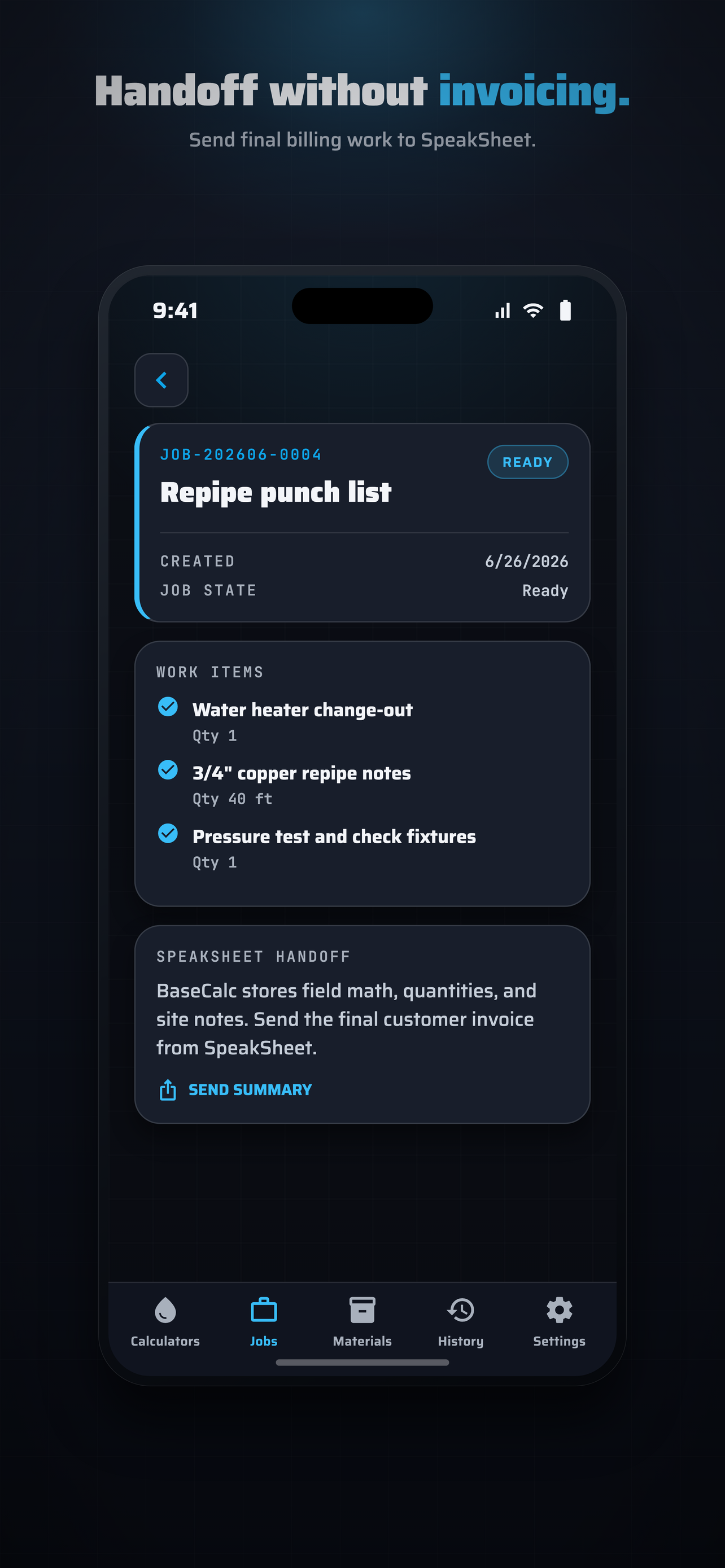 BaseCalc Plumbing Worksheet