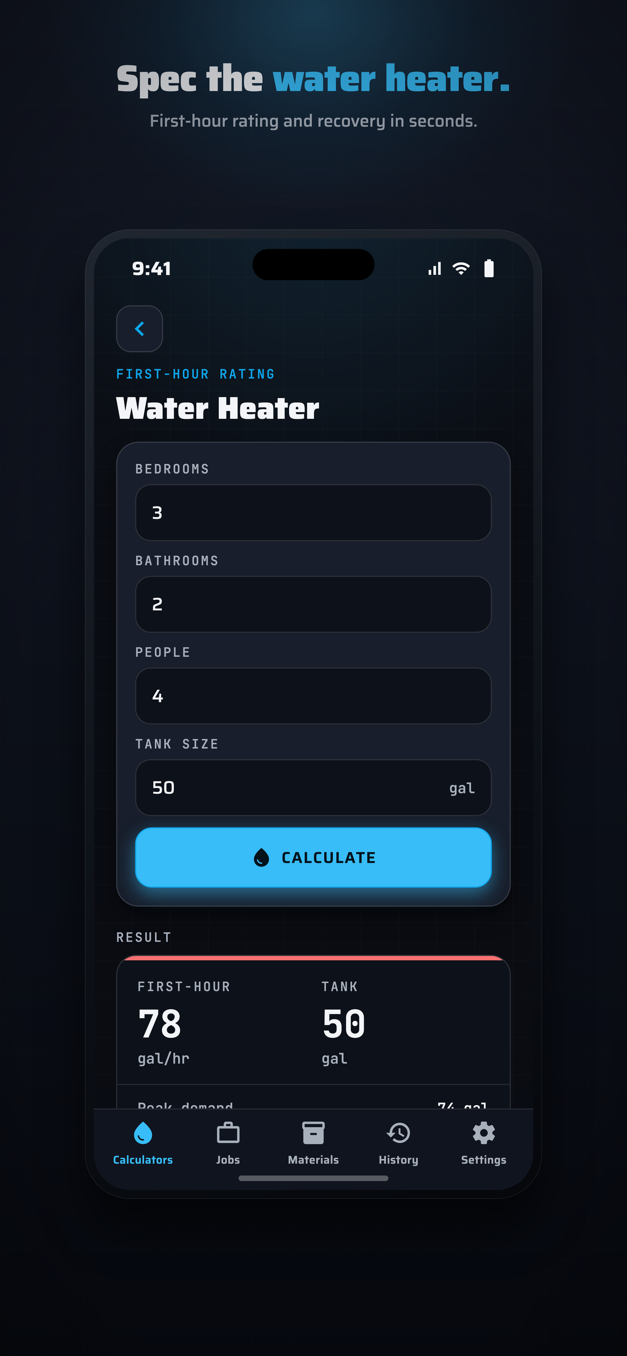 BaseCalc Plumbing Water heater
