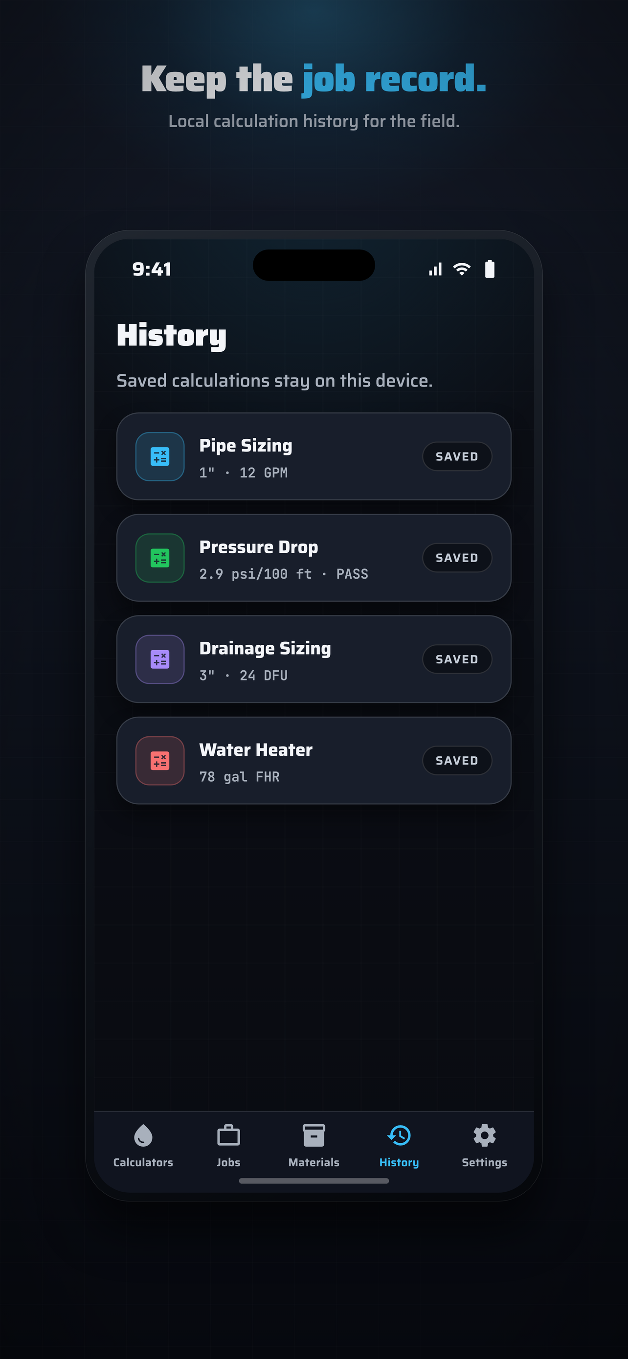 BaseCalc Plumbing History