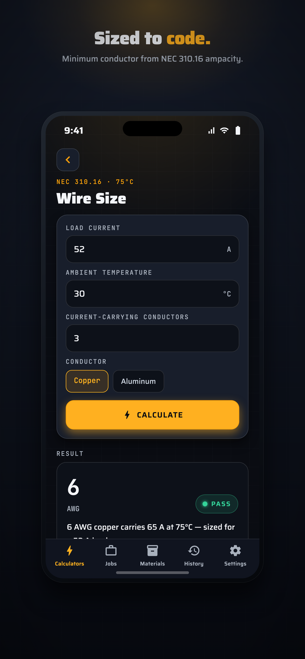 BaseCalc Electric Wire size