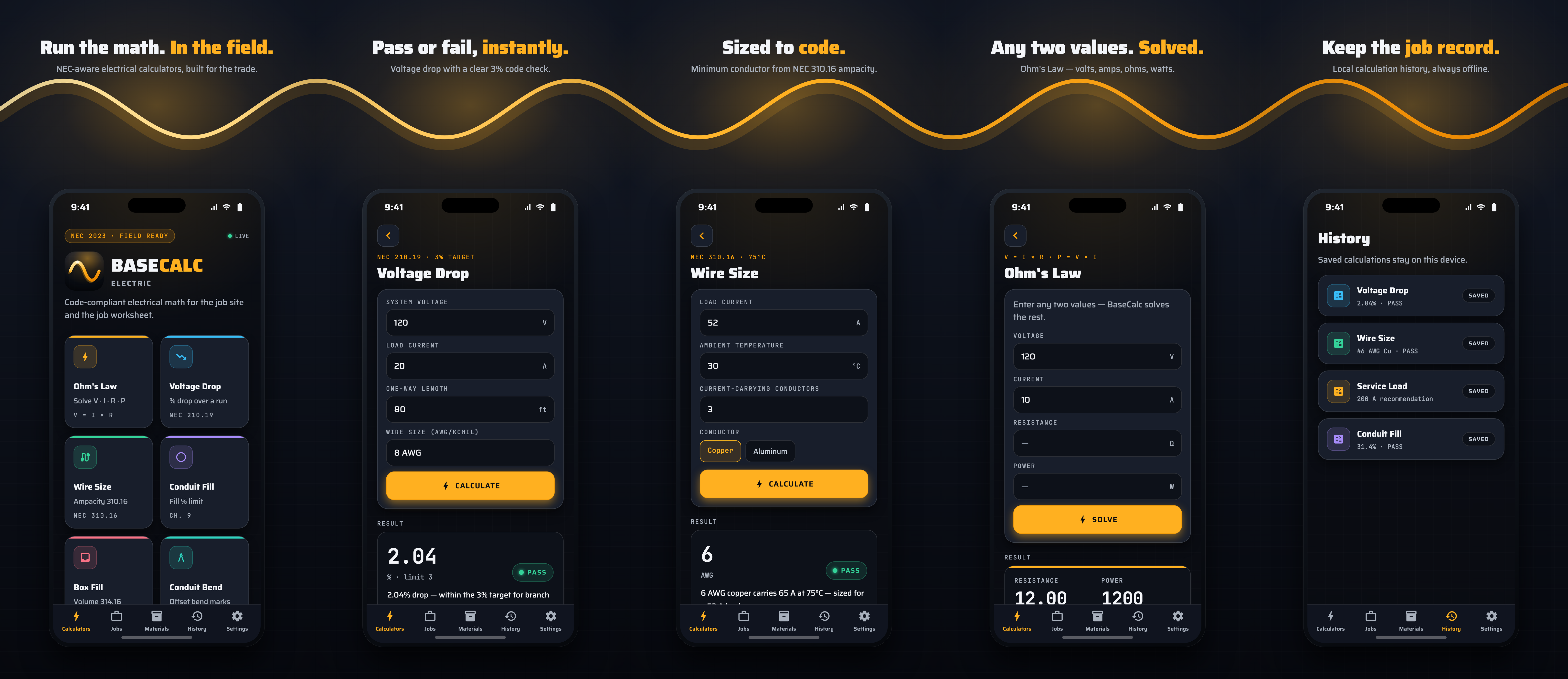 BaseCalc Electric App Store screenshot panorama